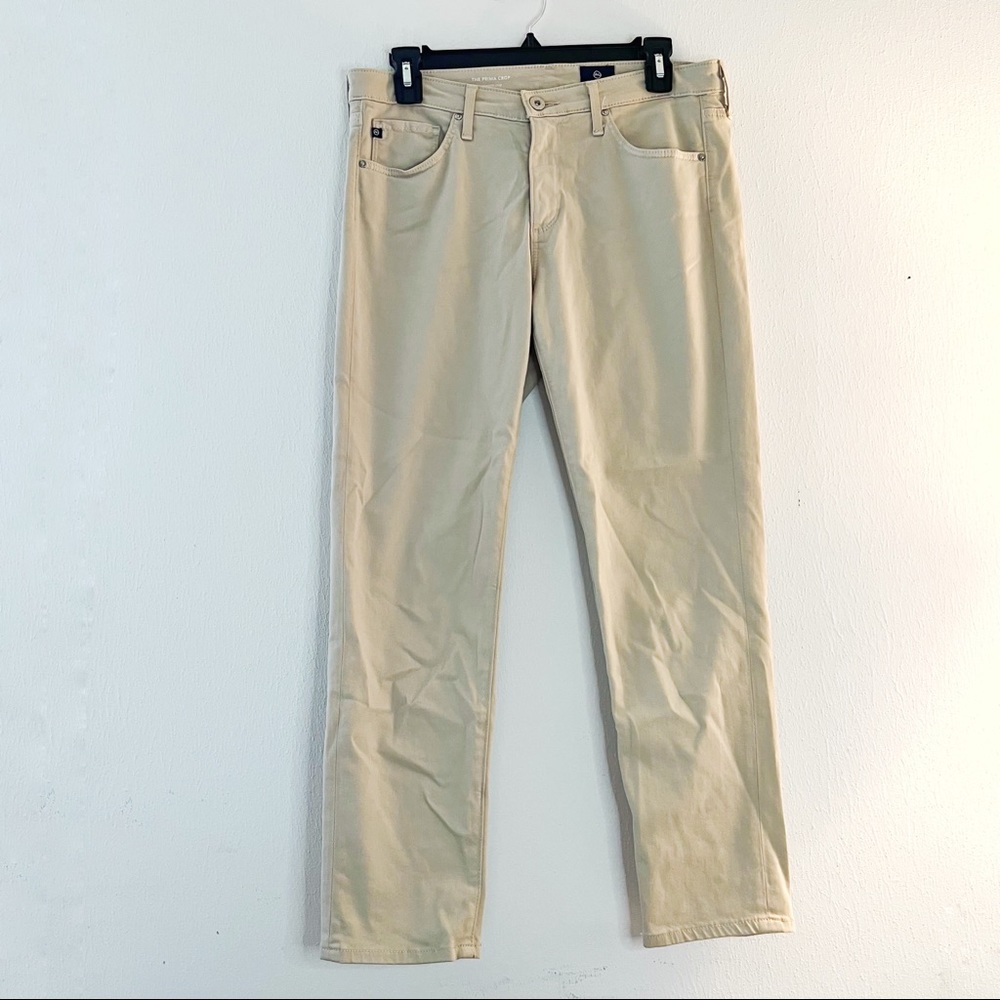 AG Adriano Goldschmied The Prima Crop Mid-Rise Cigarette Crop in Khaki Sz 29 EUC